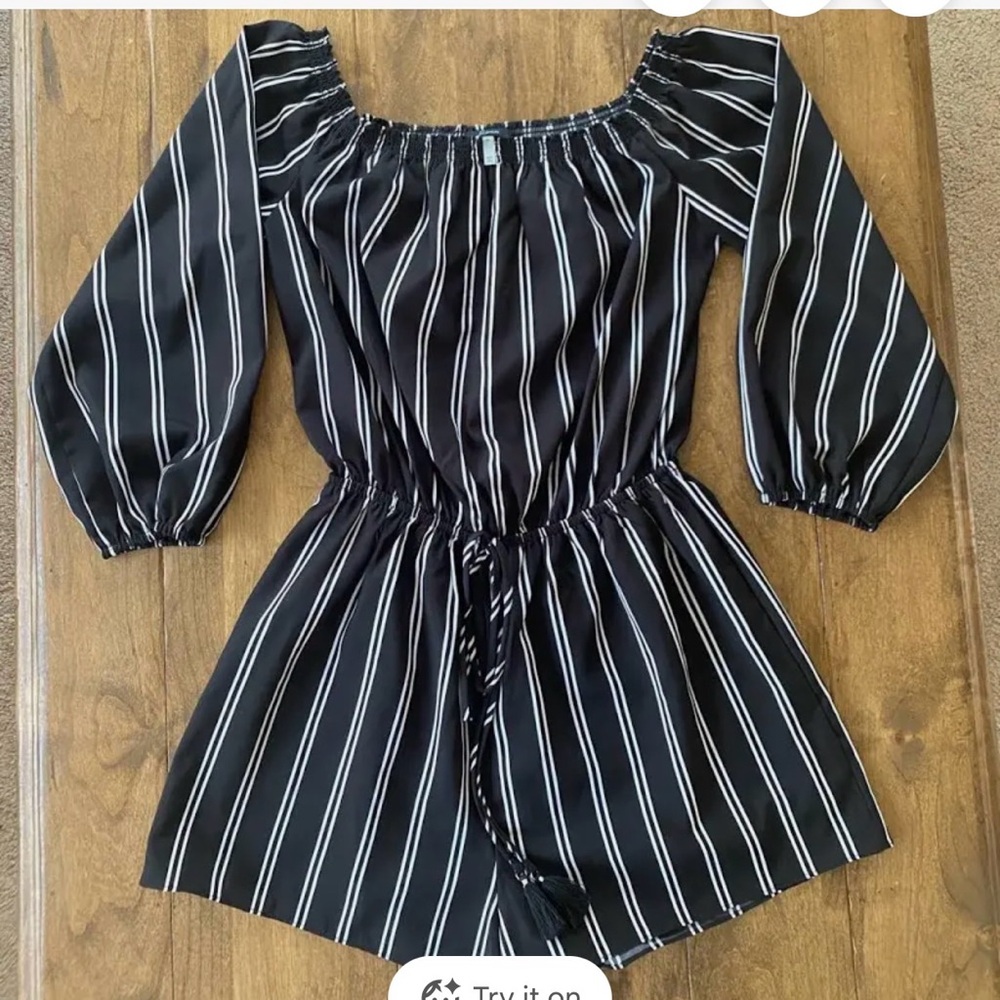 Soprano Black and White Striped Romper